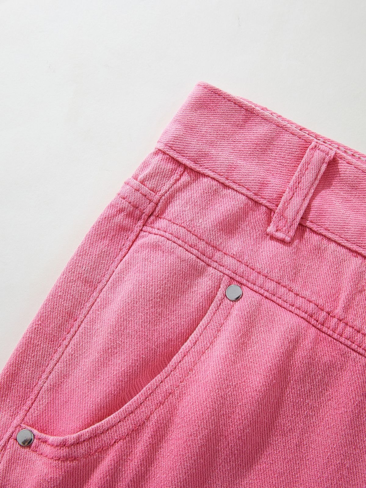 EMMIOL Jeans strappati strappati in denim sbiadito rosa