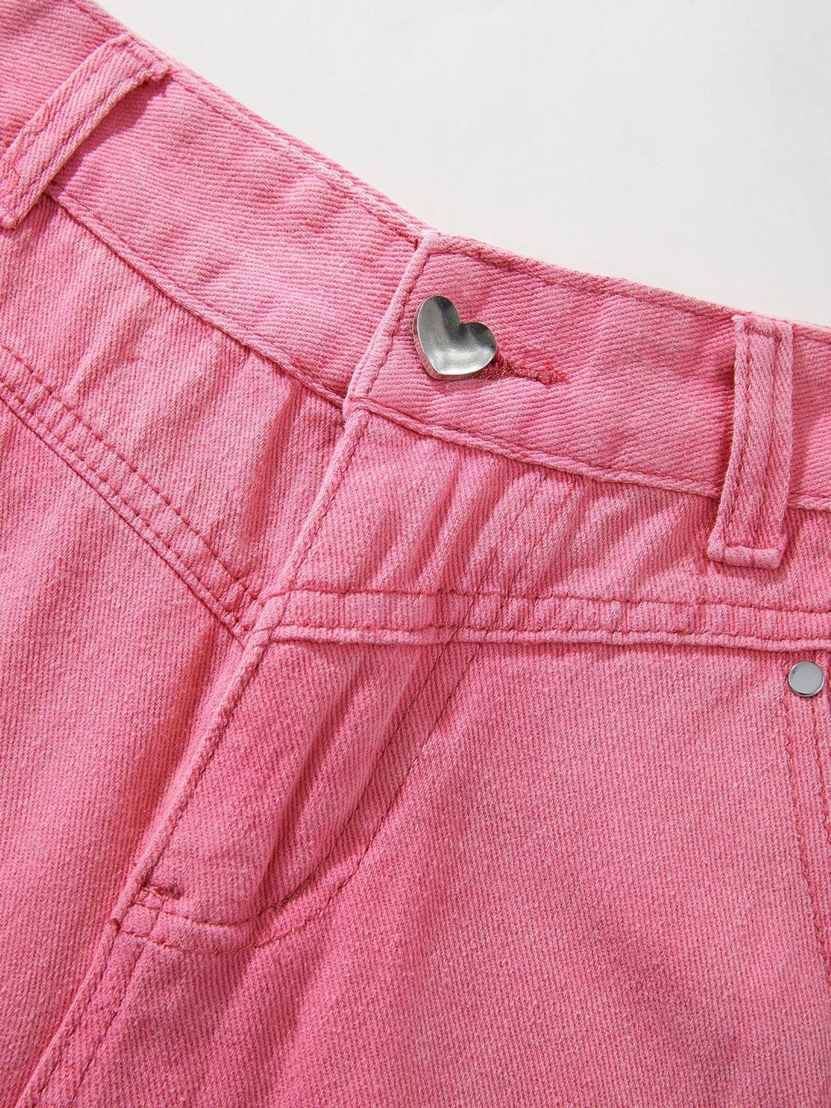 EMMIOL Jeans strappati strappati in denim sbiadito rosa