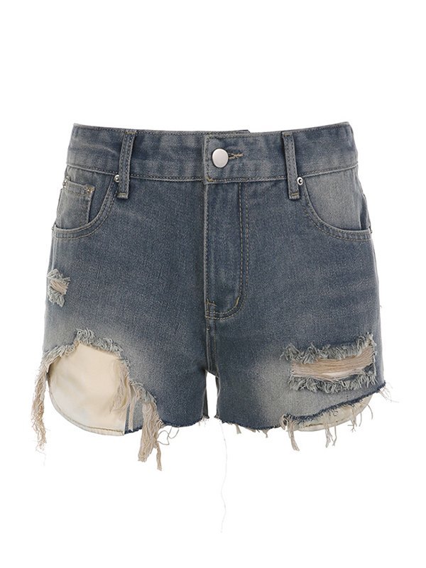 EMMIOL Micro Length Distressed Denim Shorts