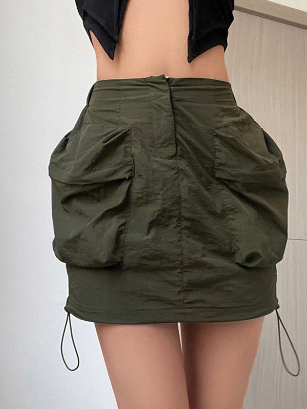 EMMIOL Green Parachute Mini Skirt
