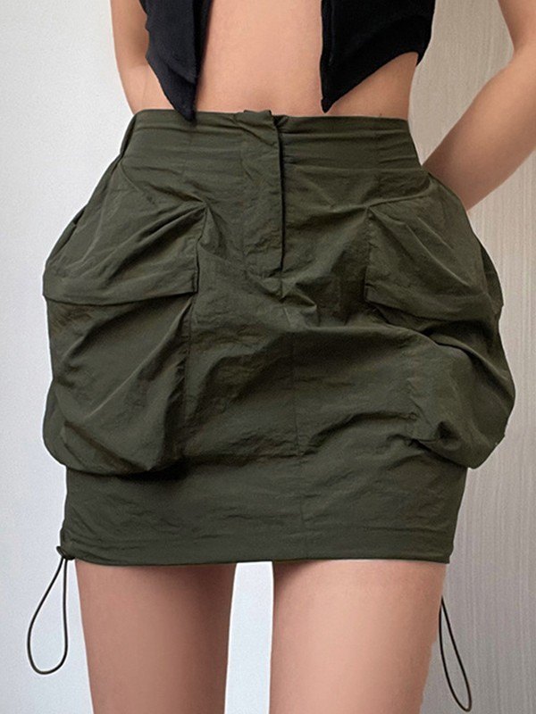 EMMIOL Green Parachute Mini Skirt