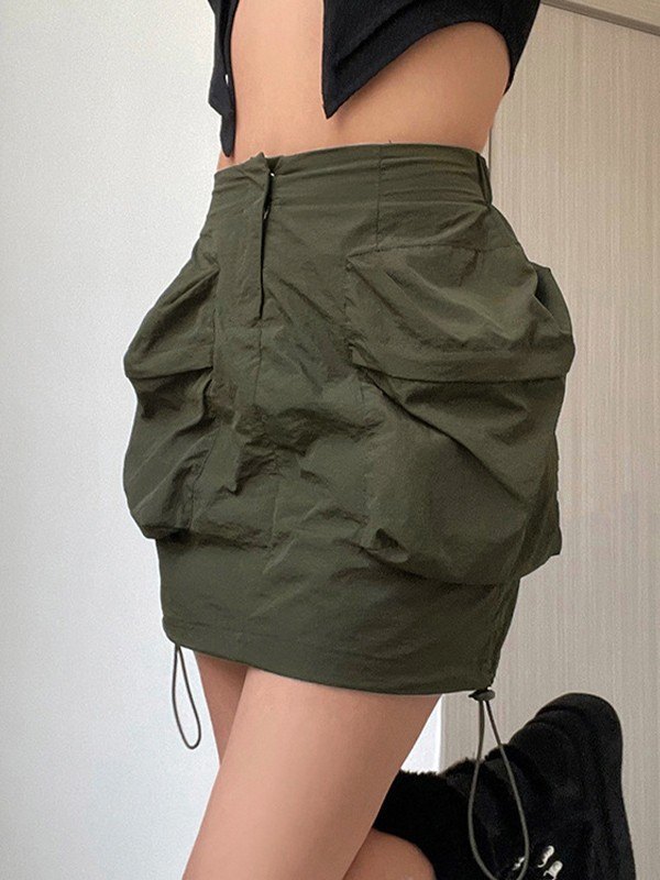 EMMIOL Green Parachute Mini Skirt