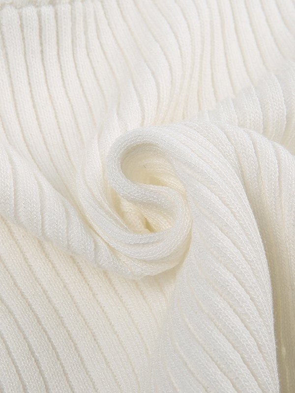 EMMIOL White Ribbed Knit Mini Skirt