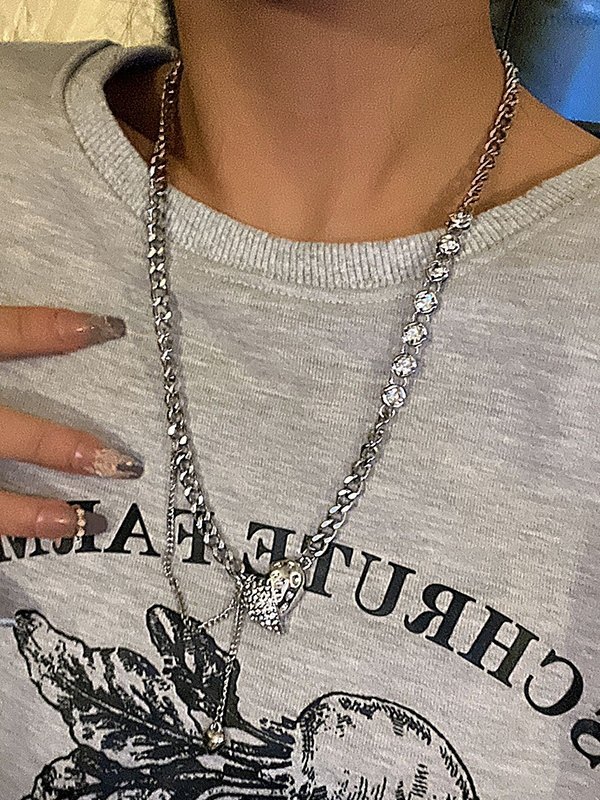 EMMIOL Collar de cadena con dije de corazón de diamantes de imitación irregulares