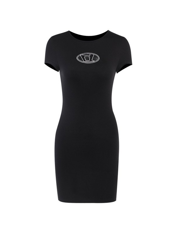 EMMIOL Hollow Out Logo Bodycon Mini Dress