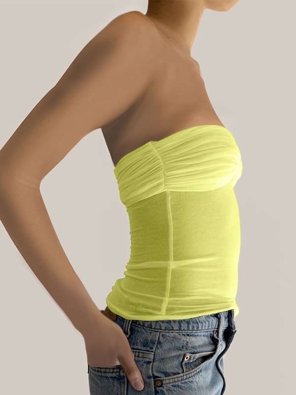 EMMIOL Ruched Patchwork Bandeau Top