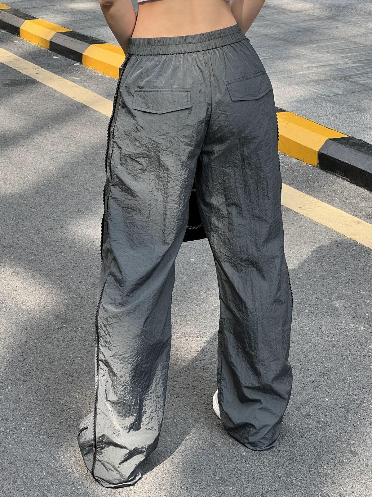 EMMIOL Pantalones cargo con cremallera y pernera recta