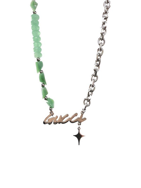 Emmiol Free shipping 2023 Men's Letter Pendant Stone Chain Necklace