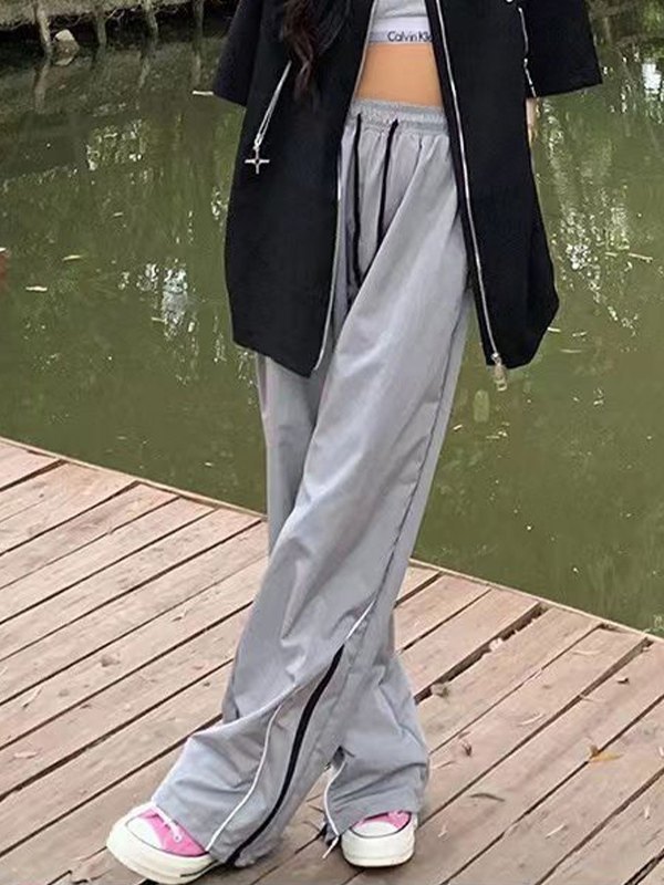 EMMIOL Ankle Zip Baggy Parachute Pants