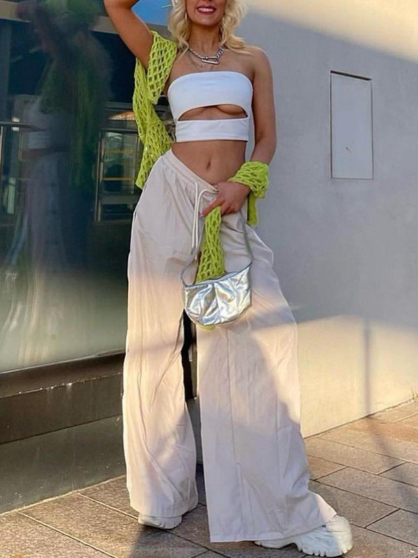 EMMIOL Top bandeau con corte frontal