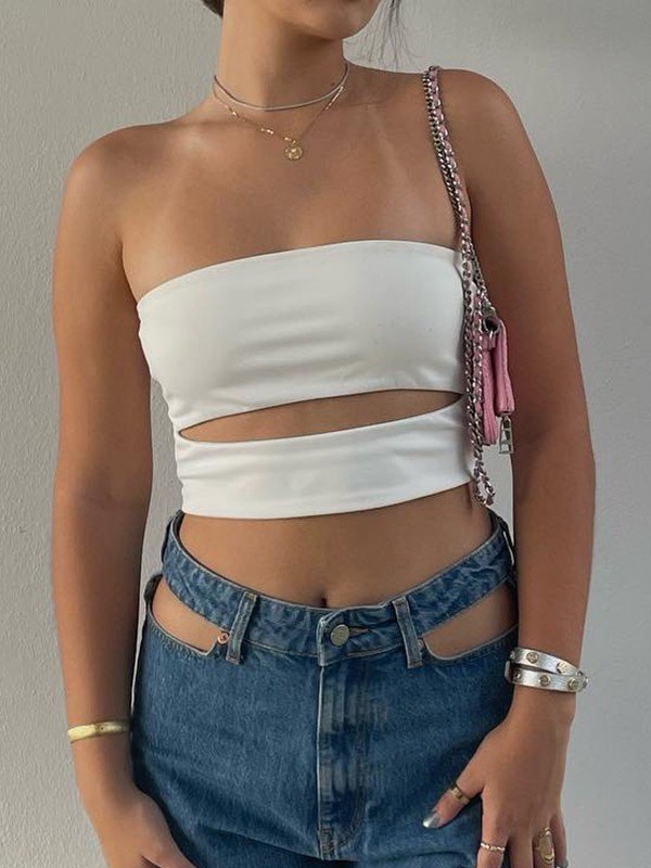 EMMIOL Top bandeau con corte frontal