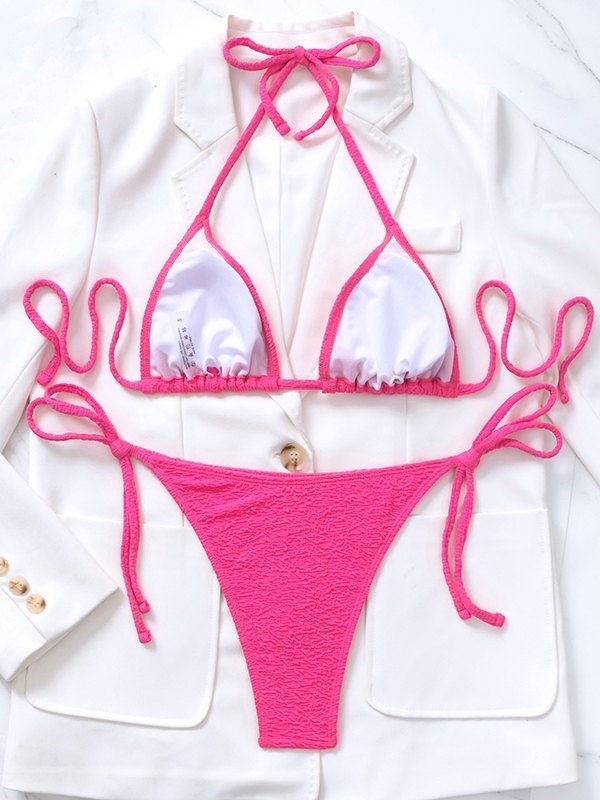 EMMIOL Crinkled String Bikini Set