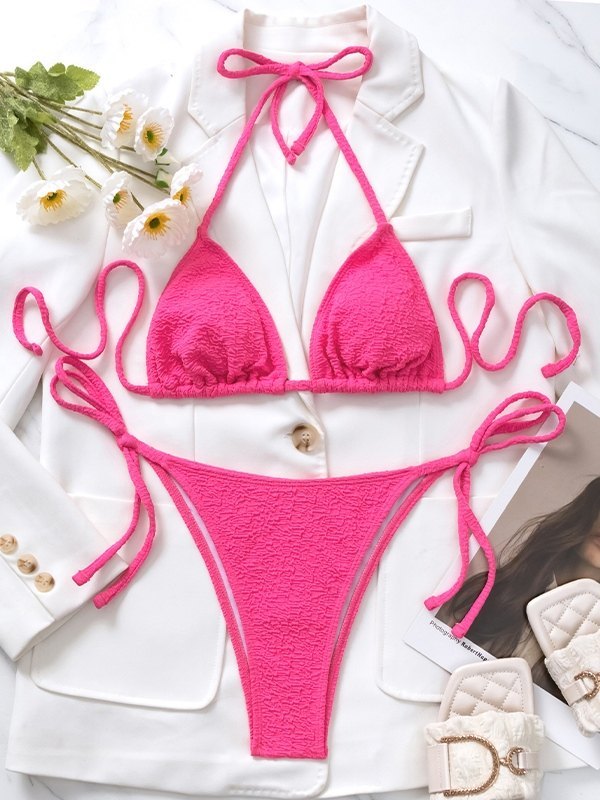 EMMIOL Crinkled String Bikini Set