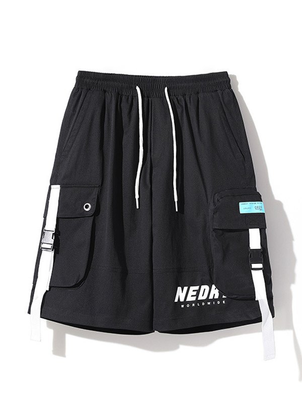 EMMIOL Men's Buckle Pocket Loose Cargo Shorts