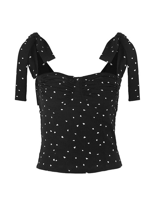 EMMIOL Tie Strap Heart Cropped Tank Top