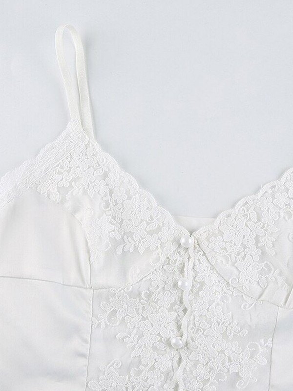 EMMIOL Button Up Lace Crop Cami Top
