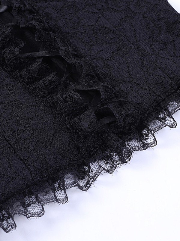 EMMIOL Strapless Smocked Lace Corset Top