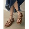 EMMIOL Sandalias de gladiador con cordones marrones