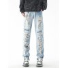EMMIOL Jeans desgastados de pierna recta para hombre