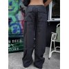 EMMIOL Pantalones cargo baggy paracaídas negros