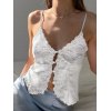 EMMIOL Button Up Lace Crop Cami Top