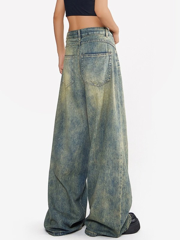 EMMIOL Acid Wash Seamed Baggy Boyfriend Jeans