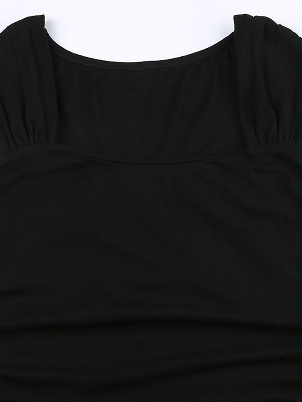 EMMIOL Mini vestido ajustado negro fruncido