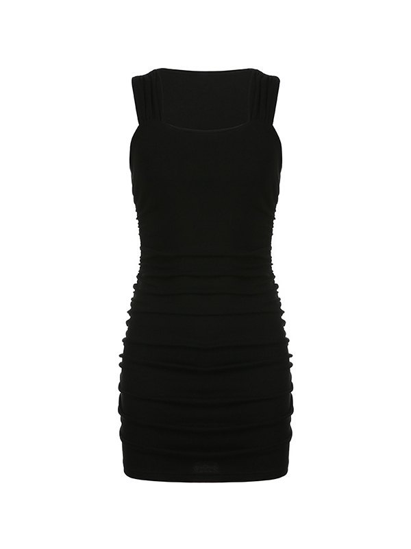 EMMIOL Mini vestido ajustado negro fruncido