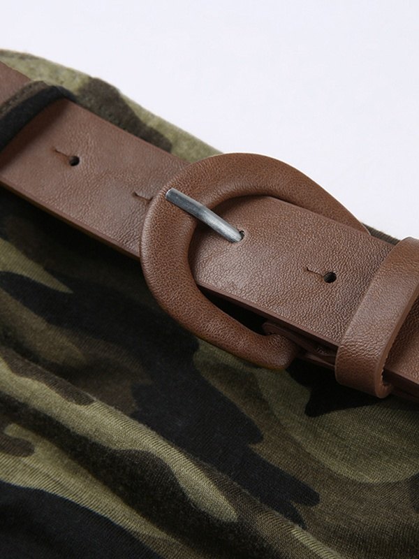 EMMIOL Top a fascia con stampa mimetica con cintura