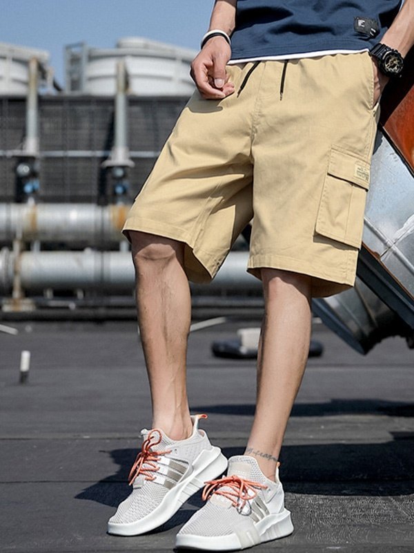 EMMIOL Shorts de hombre con cintura elástica y bolsillo tipo cargo