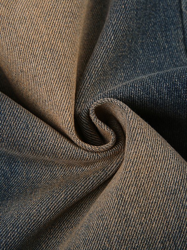 EMMIOL Jeans estilo boyfriend rectos desgastados de color contrastante lavados en la calle