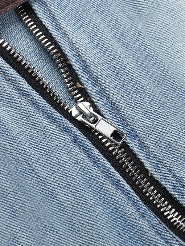 EMMIOL Buckle Belt Strapless Denim Mini Dress