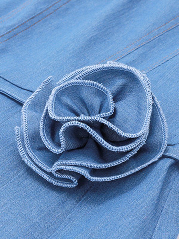 EMMIOL Mini vestidos plisados de mezclilla con cuello sin tirantes