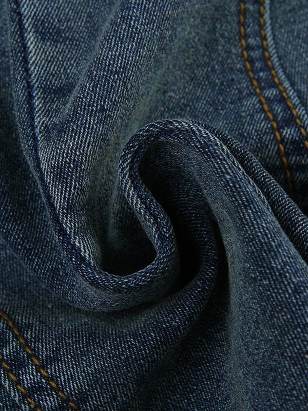 EMMIOL Belted Strapless Denim Mini Dress