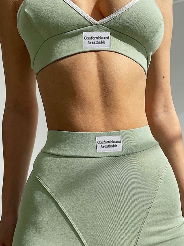 EMMIOL Conjunto de lencería deportiva con parche de etiqueta