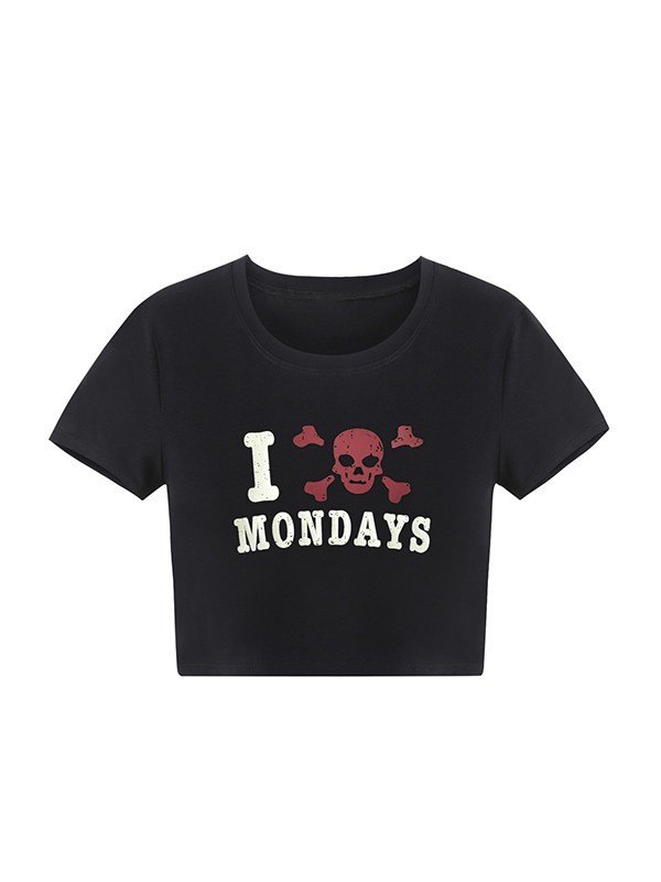 EMMIOL Hate Monday Printed Crop Top