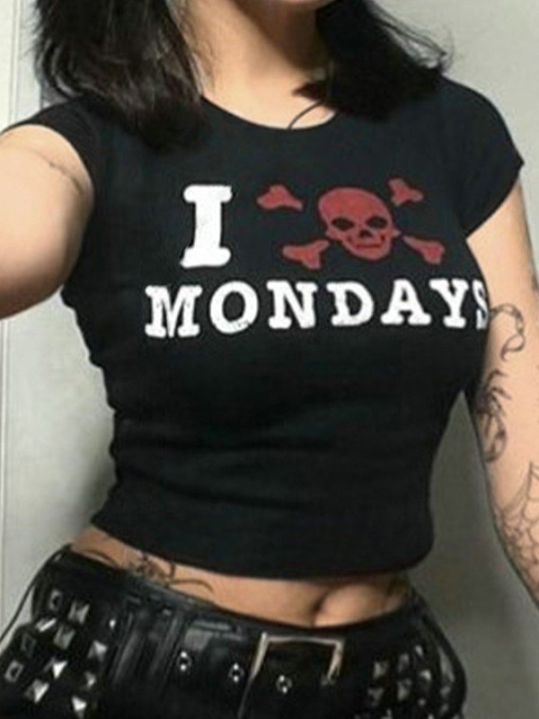 EMMIOL Hate Monday Printed Crop Top