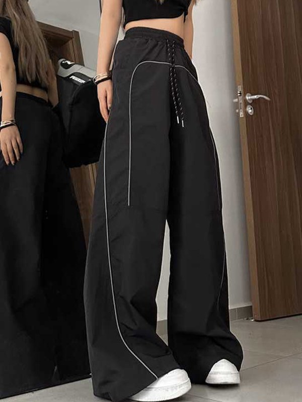 EMMIOL Contrast Piping Baggy Sweatpants