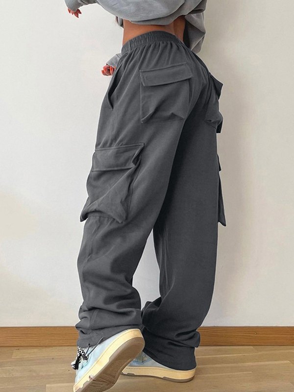 EMMIOL Baggy Cargohose aus Baumwolle mit Taschenaufnäher