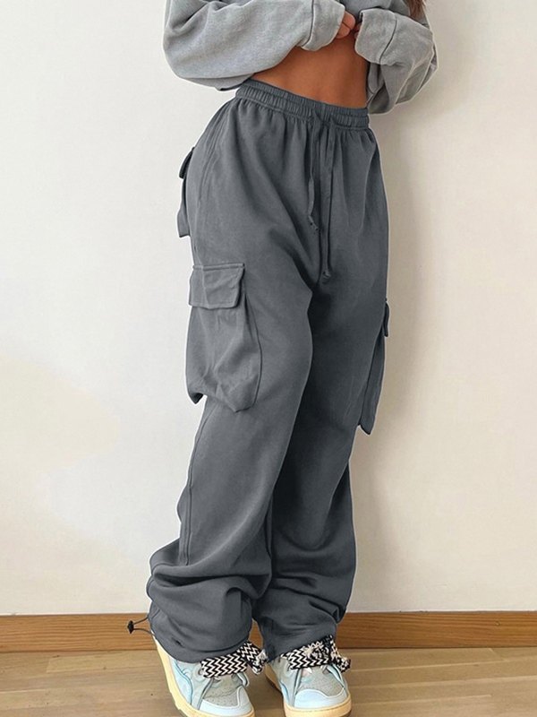 EMMIOL Baggy Cargohose aus Baumwolle mit Taschenaufnäher