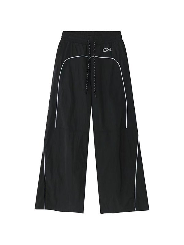 EMMIOL Reflective Piping Wide Leg Parachute Pants