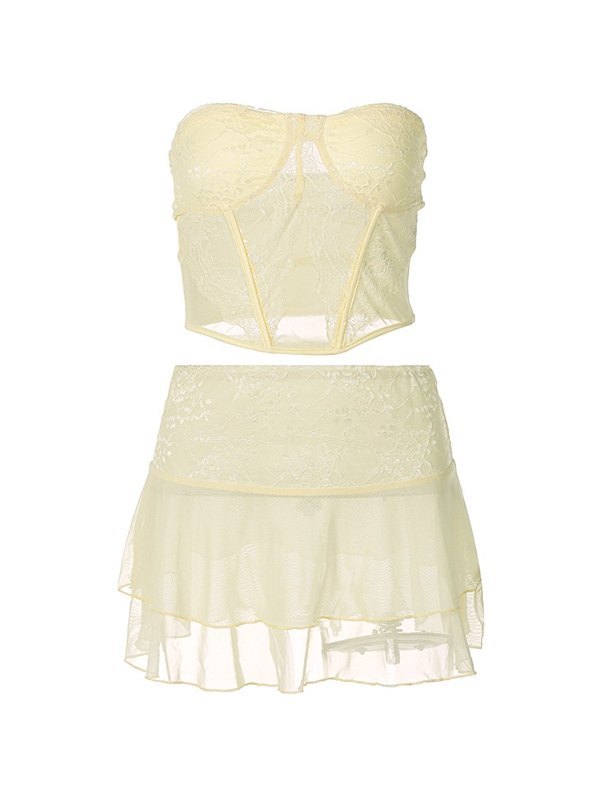 EMMIOL Lace Paneled Two Piece Set