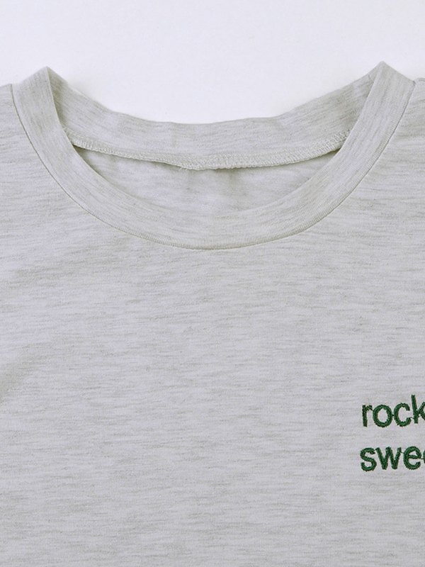 EMMIOL Embroidered Logo Gray Baby Tee