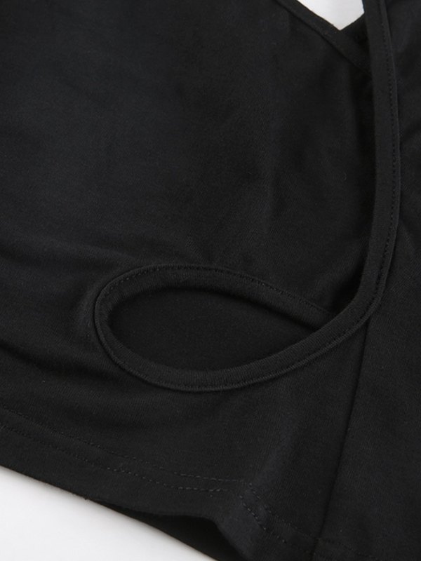 EMMIOL Top corto de tirantes negro con barra irregular