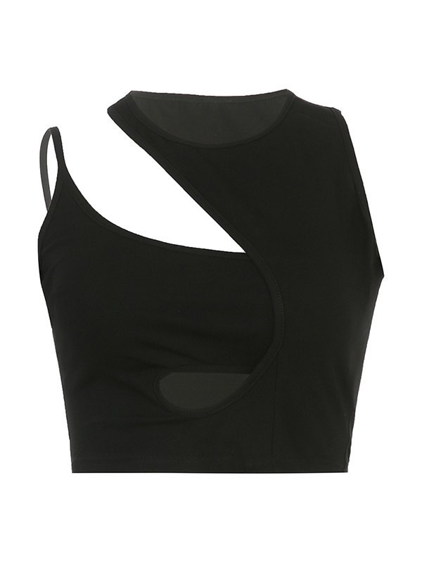 EMMIOL Top corto de tirantes negro con barra irregular