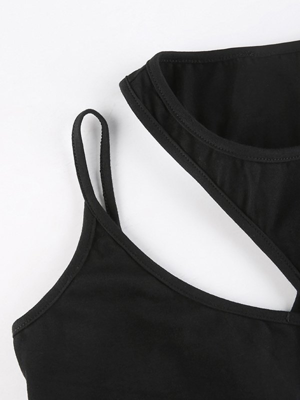 EMMIOL Top corto de tirantes negro con barra irregular