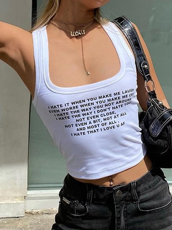 EMMIOL Racer Back Printed Cropped Tank Top