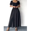 EMMIOL Vestido largo ajustado negro de manga corta