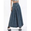 EMMIOL Vintage Denim Pleated Midi Skirt