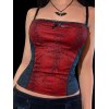EMMIOL Patchwork Cobweb Mesh Crop Cami Top